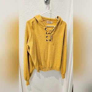 Philosophy  Yellow Lace-Up Sweater, Size Large